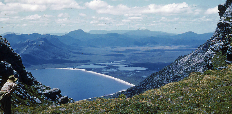Lake Pedder from Frankland Range, 1953.png